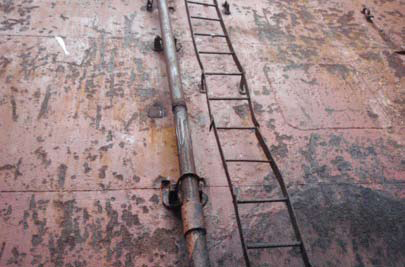 Bulk cargo hold heavily pitted with rust scale