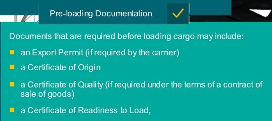 bulk cargo pre loading documents